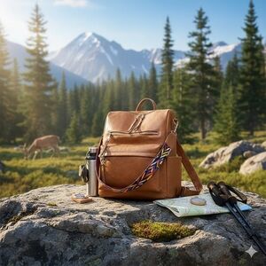 Vegan,  Travel Bag, Multi Purpose, Saddle Tan, Leather